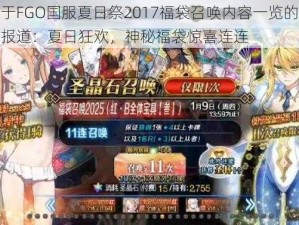 关于FGO国服夏日祭2017福袋召唤内容一览的全新报道：夏日狂欢，神秘福袋惊喜连连