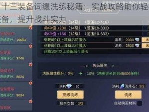 恶月十三装备词缀洗练秘籍：实战攻略助你轻松洗练装备，提升战斗实力