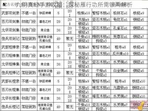 九阴真经手游攻略：探秘雁行功所需银两解析