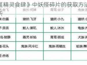 关于《精灵食肆》中妖怪碎片的获取方法及策略解析