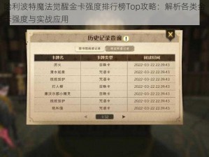 哈利波特魔法觉醒金卡强度排行榜Top攻略：解析各类金卡强度与实战应用