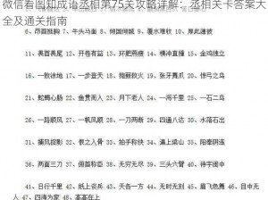 微信看图知成语丞相第75关攻略详解：丞相关卡答案大全及通关指南