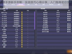 街头篮球手游新手攻略：实战技巧心得分享，入门指南助你快速掌握游戏技巧