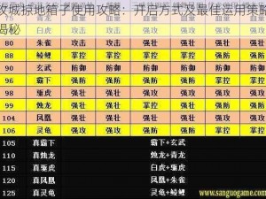 攻城掠地箱子使用攻略：开启方式及最佳运用策略揭秘