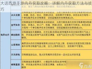 大话西游手游内丹获取攻略：详解内丹获取方法与技巧