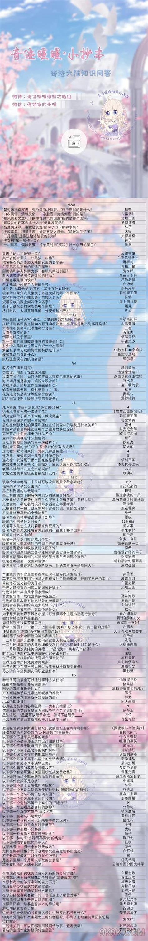 奇迹暖暖奇迹大陆知识问答答案宝典分享 2023版：全面解析与汇总整理