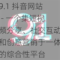 9.1 抖音网站 - 一个集短视频分享、社交互动和创意营销于一体的综合性平台