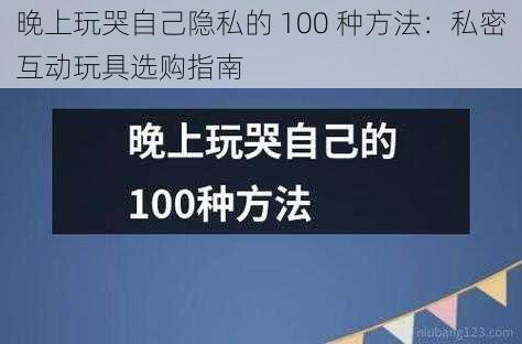 晚上玩哭自己隐私的 100 种方法：私密互动玩具选购指南