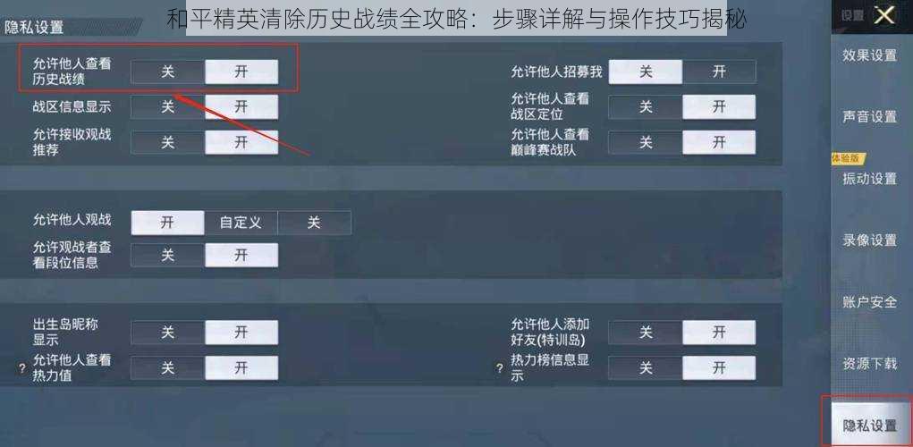 和平精英清除历史战绩全攻略：步骤详解与操作技巧揭秘