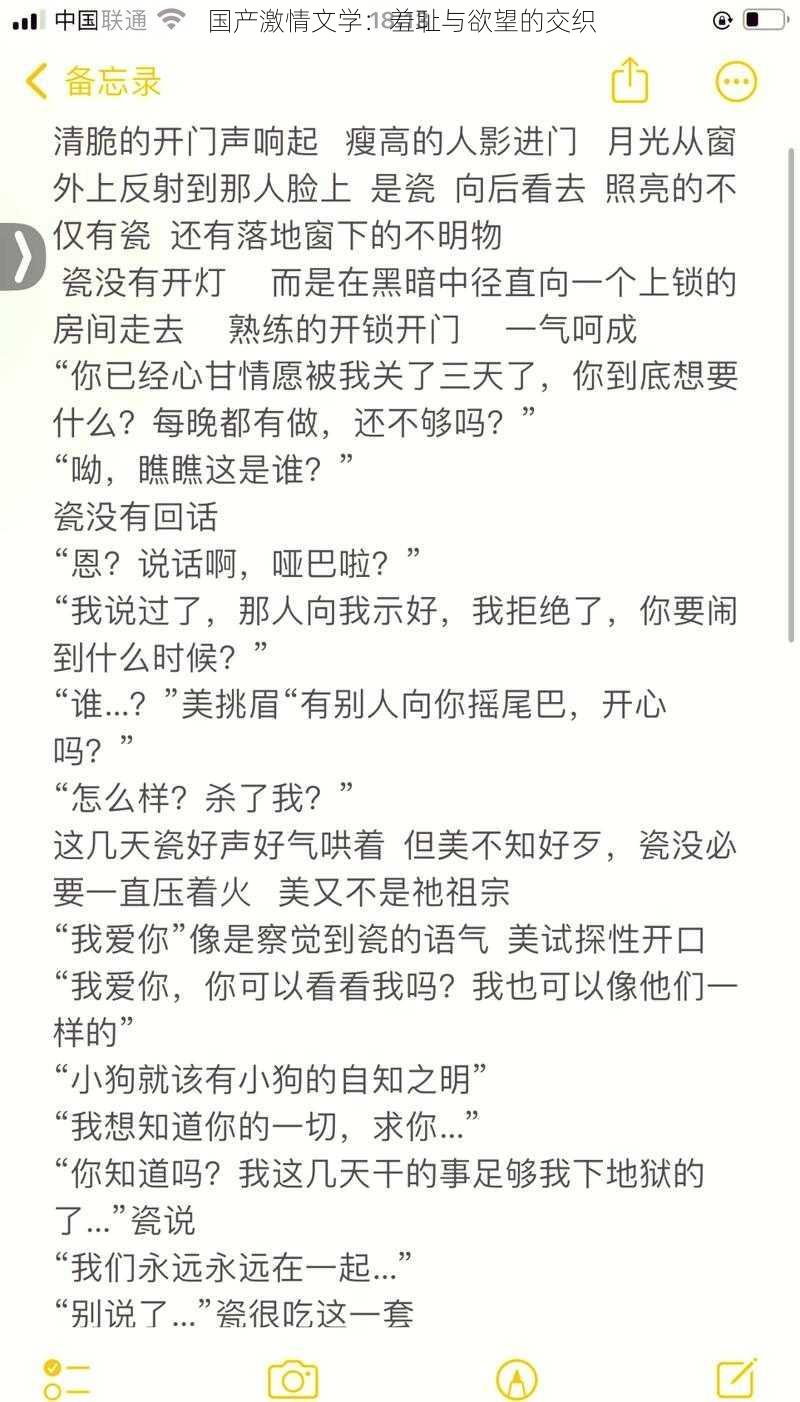 国产激情文学：羞耻与欲望的交织