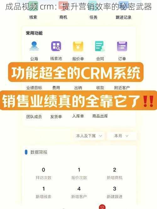 成品视频 crm：提升营销效率的秘密武器