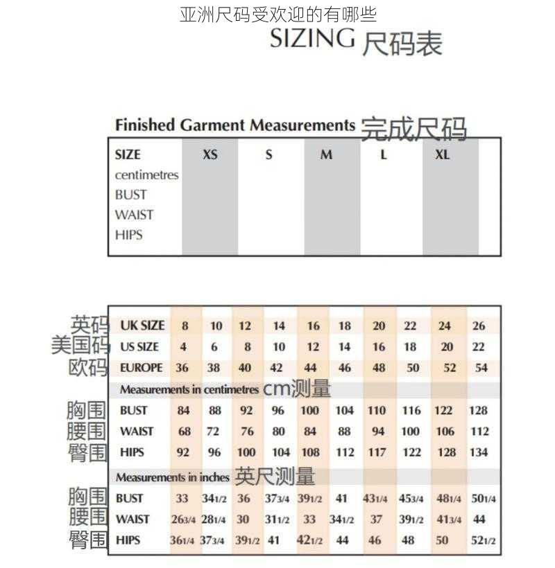 亚洲尺码受欢迎的有哪些