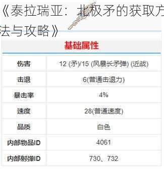 《泰拉瑞亚：北极矛的获取方法与攻略》