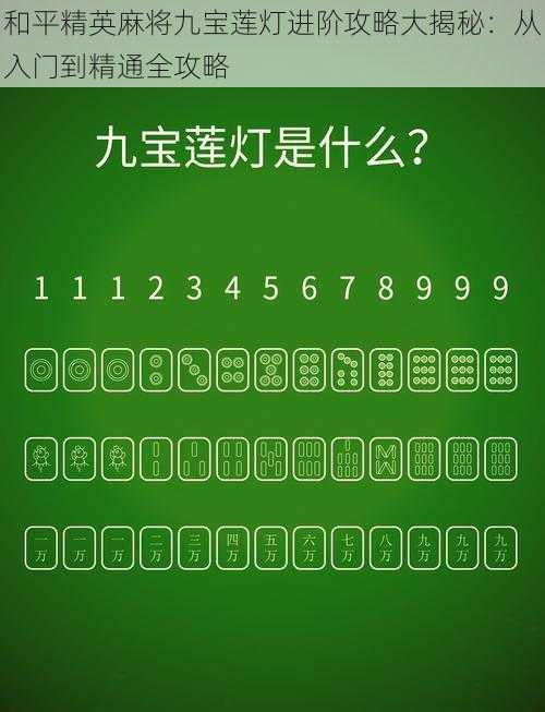 和平精英麻将九宝莲灯进阶攻略大揭秘：从入门到精通全攻略