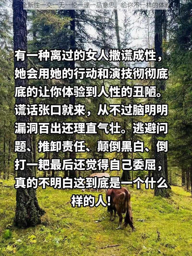 全新性一交一无一伦一理一品意思，给你不一样的体验