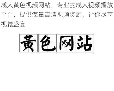 成人黄色视频网站，专业的成人视频播放平台，提供海量高清视频资源，让你尽享视觉盛宴