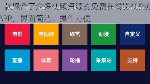 一款聚合了众多视频资源的免费在线影视播放 APP，界面简洁，操作方便