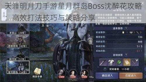 天涯明月刀手游星月群岛Boss沈醉花攻略：高效打法技巧与策略分享