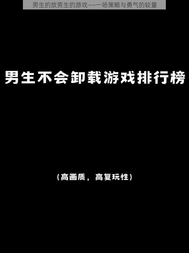 男生的放男生的游戏——一场策略与勇气的较量