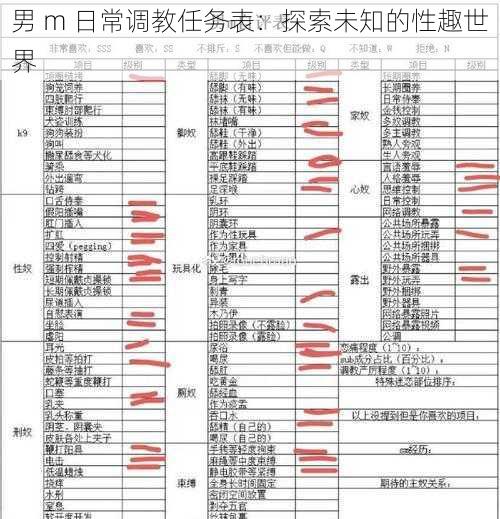 男 m 日常调教任务表：探索未知的性趣世界