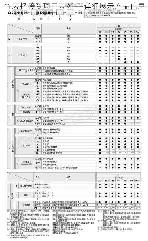 m 表格接受项目表图——详细展示产品信息