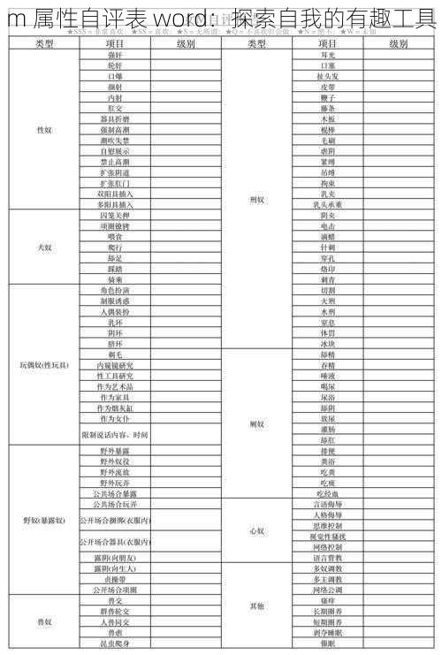 m 属性自评表 word：探索自我的有趣工具