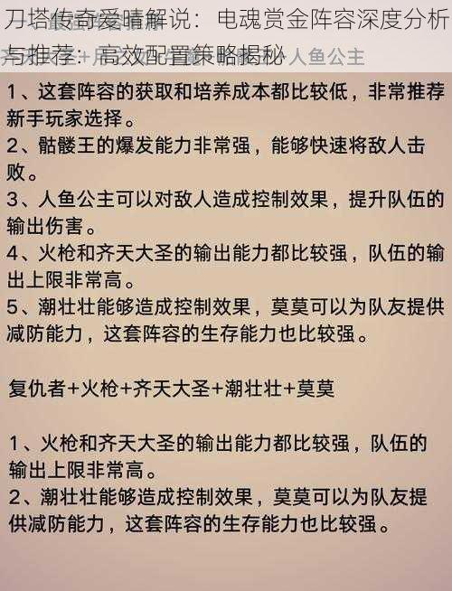 刀塔传奇爱晴解说：电魂赏金阵容深度分析与推荐：高效配置策略揭秘