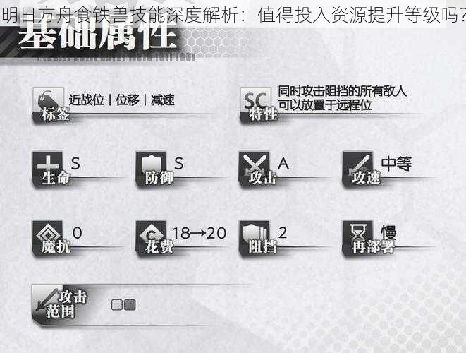 明日方舟食铁兽技能深度解析：值得投入资源提升等级吗？