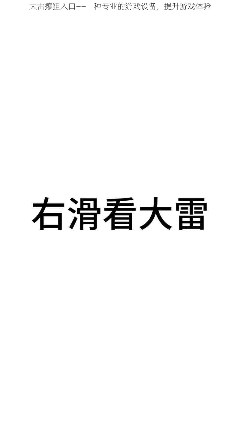 大雷擦狙入口——一种专业的游戏设备，提升游戏体验