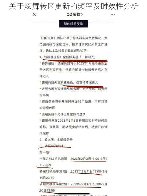 关于炫舞转区更新的频率及时效性分析