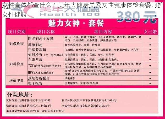 女性查体都查什么？美年大健康关爱女性健康体检套餐呵护女性健康