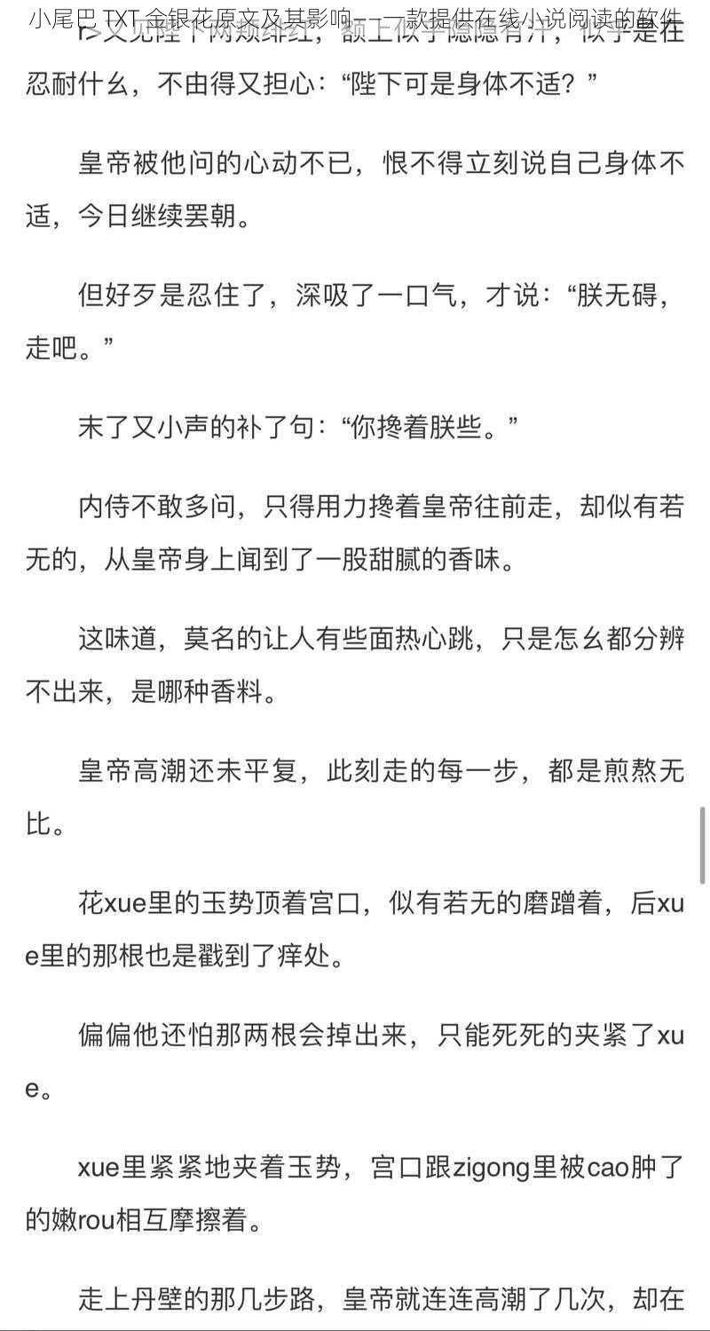 小尾巴 TXT 金银花原文及其影响——一款提供在线小说阅读的软件