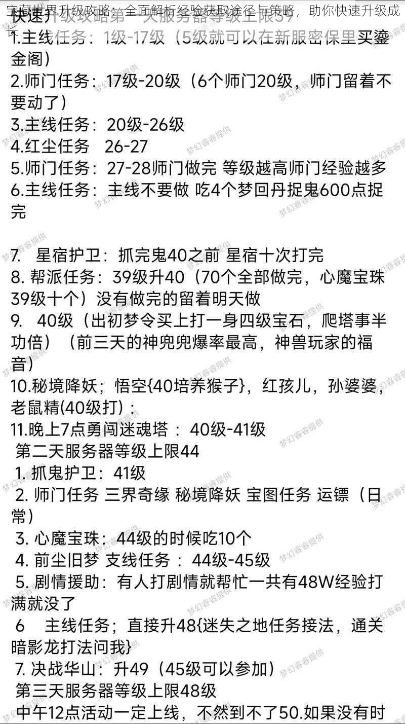 宝藏世界升级攻略：全面解析经验获取途径与策略，助你快速升级成长