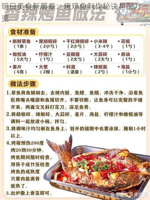 明日美食新篇章：烤鸡鱼制作秘诀与配方一览