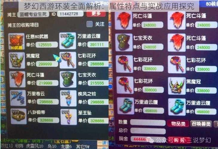 梦幻西游环装全面解析：属性特点与实战应用探究