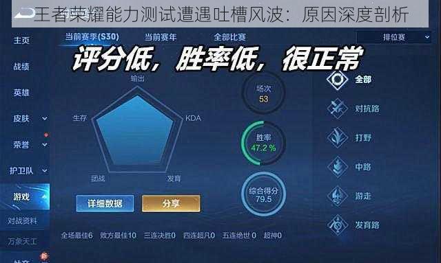 王者荣耀能力测试遭遇吐槽风波：原因深度剖析