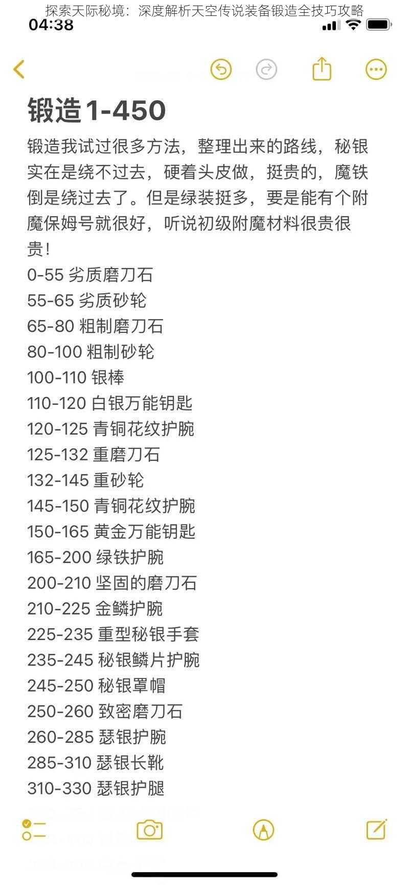 探索天际秘境：深度解析天空传说装备锻造全技巧攻略