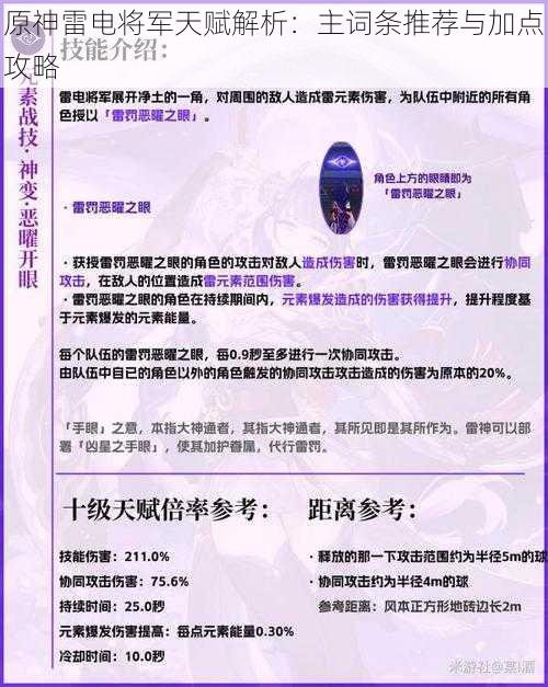 原神雷电将军天赋解析：主词条推荐与加点攻略