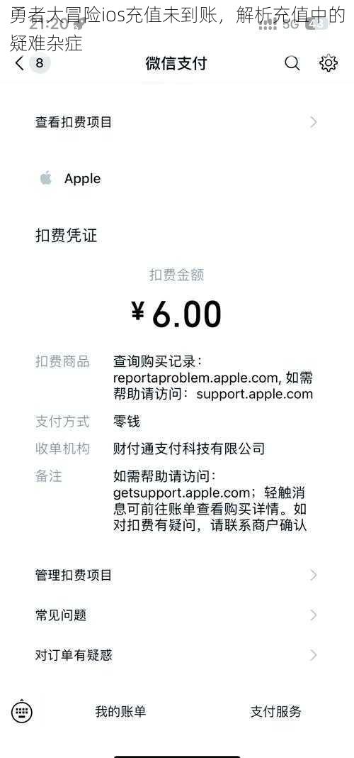 勇者大冒险ios充值未到账，解析充值中的疑难杂症